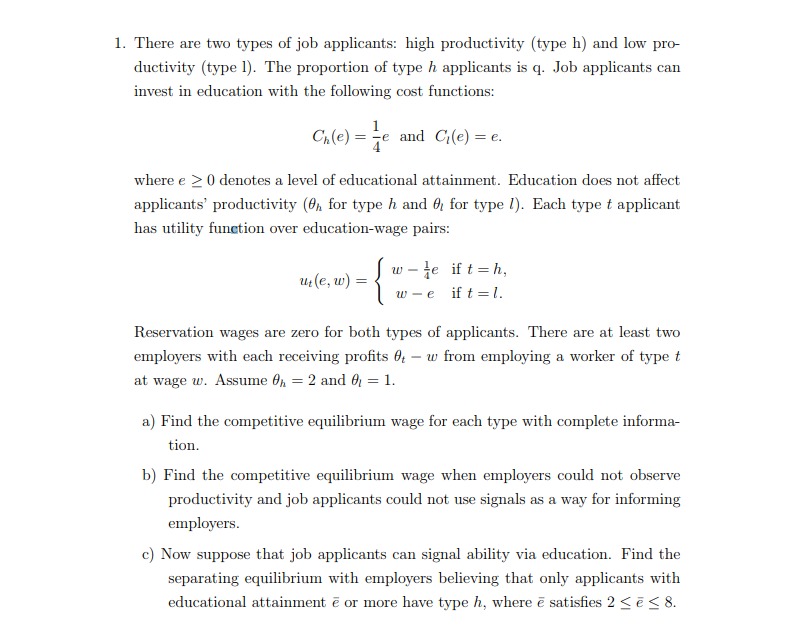 direct utility function U(x, m) = In(x) + m. Let the price