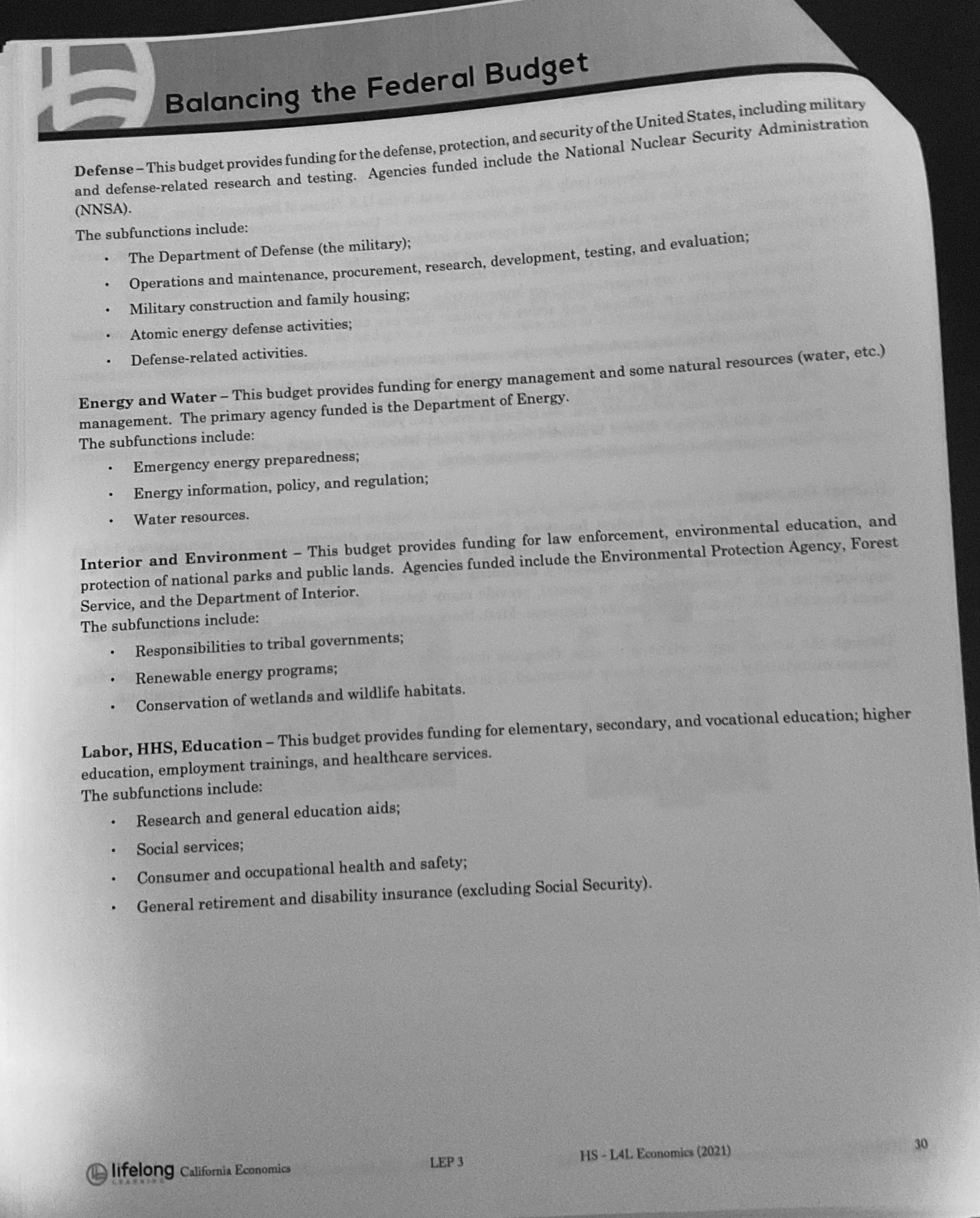 Please help, performance task, please complete all pages. Balancing the Federal Budget