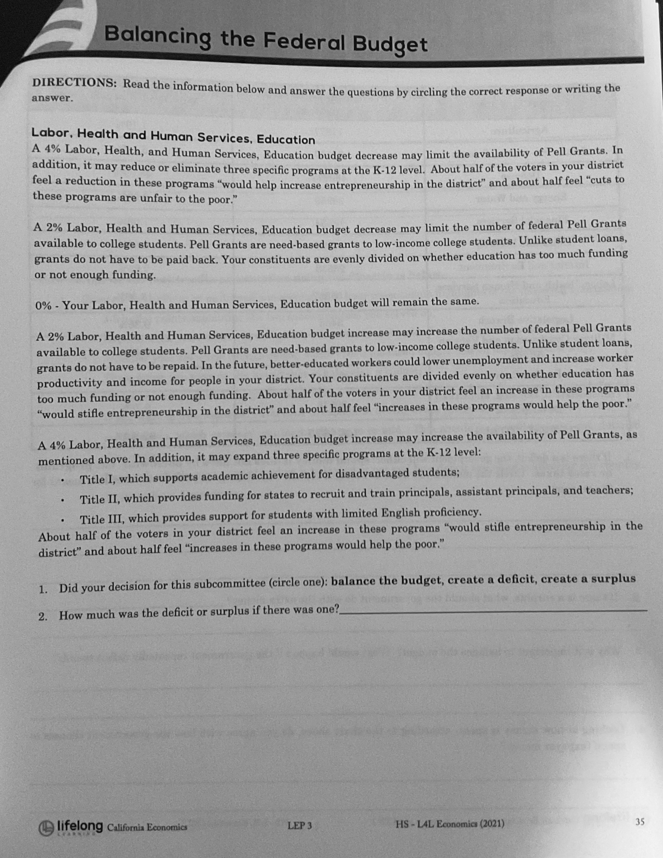 and regulation; Water resources. Interior and Environment - This budget provides funding