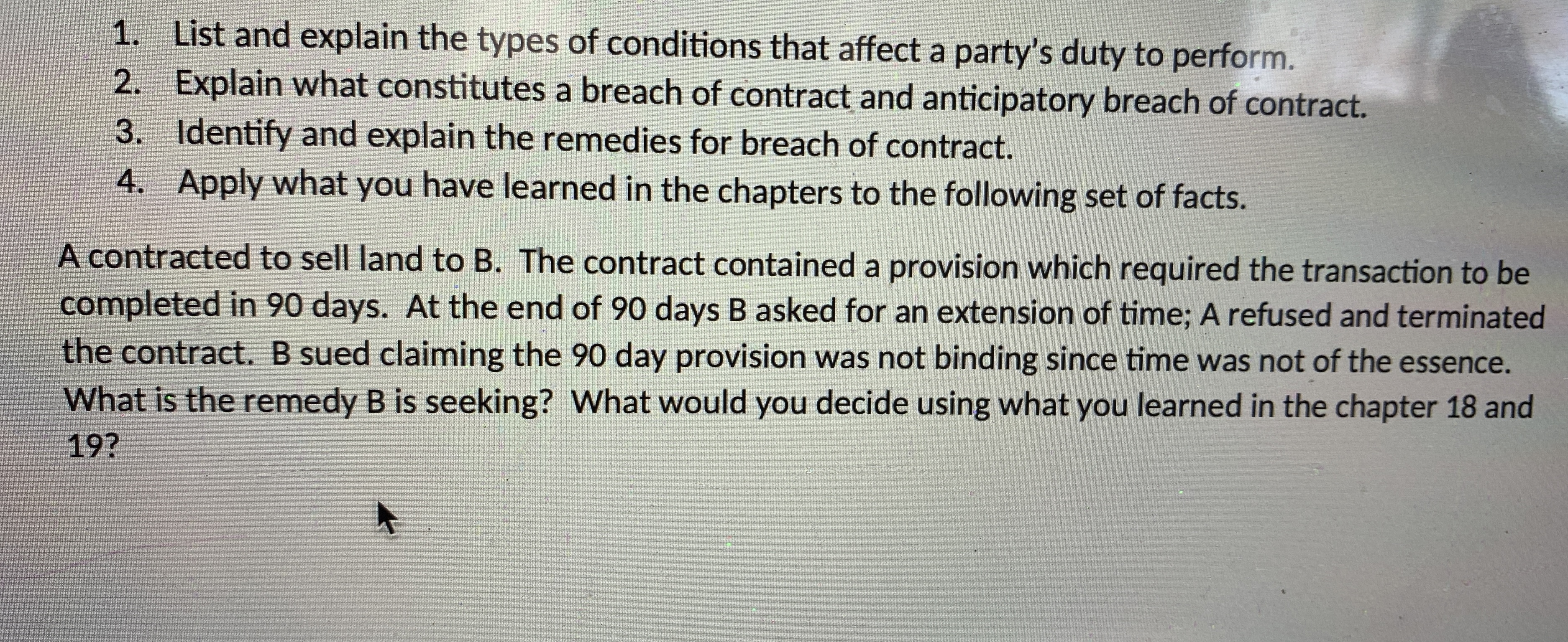 4. explain the types of conditions that affect a party's duty to