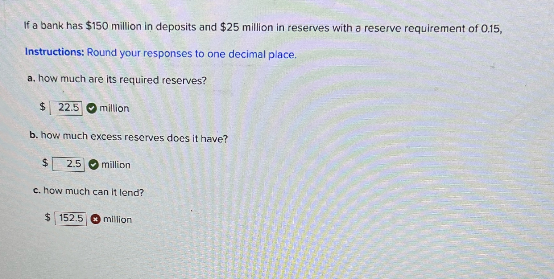 For c, 127 & 127.5 is also incorrect!! If a bank has
