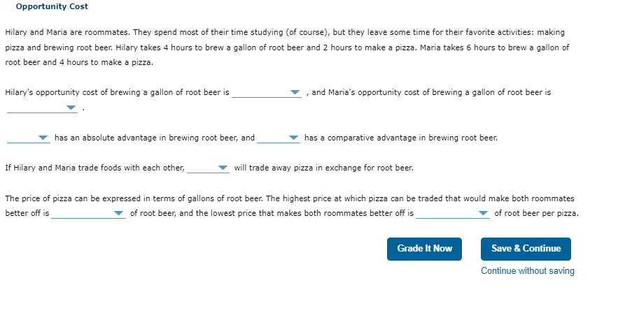 table describes the production possibilities. of two cities in the country:r of