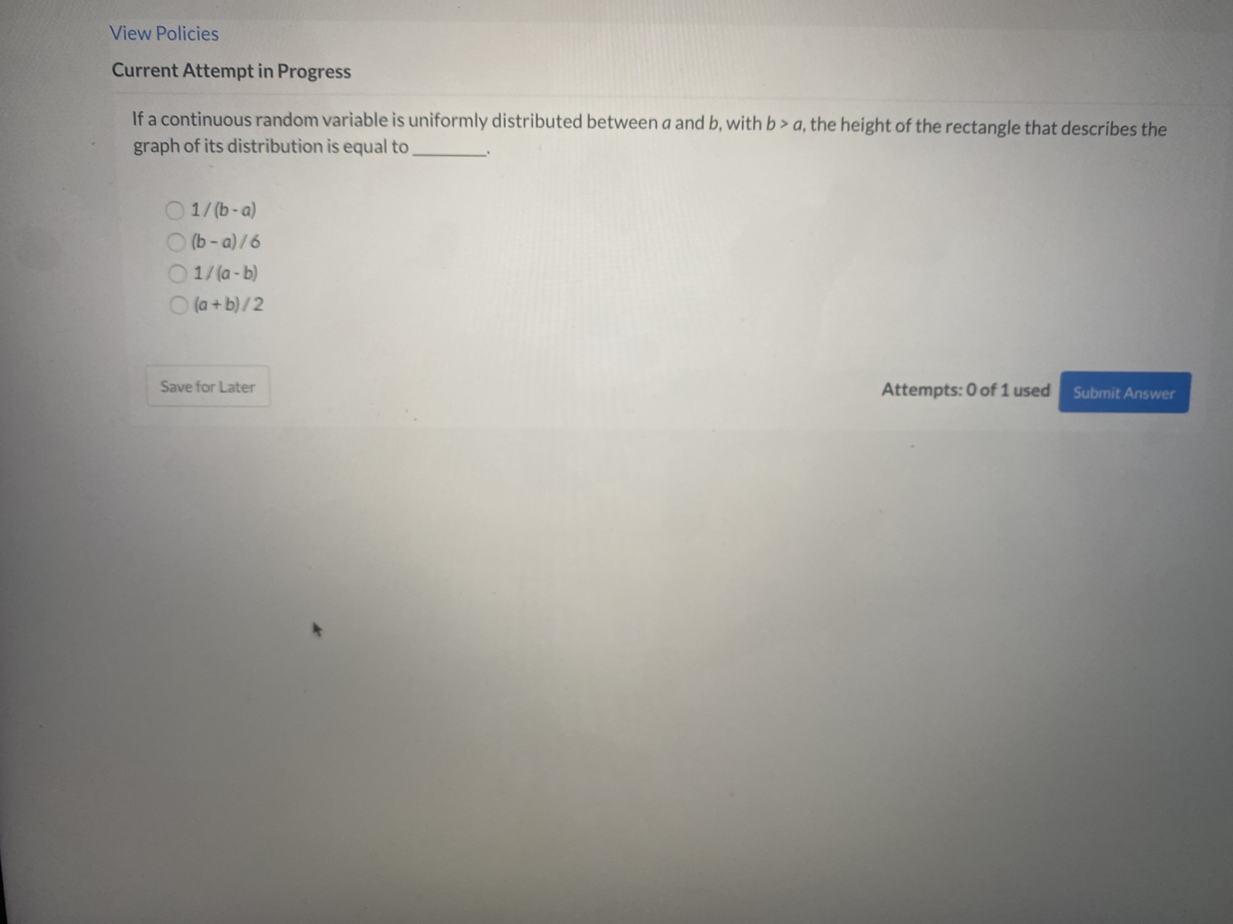  View Policies Current Attempt in Progress If a continuous random variable
