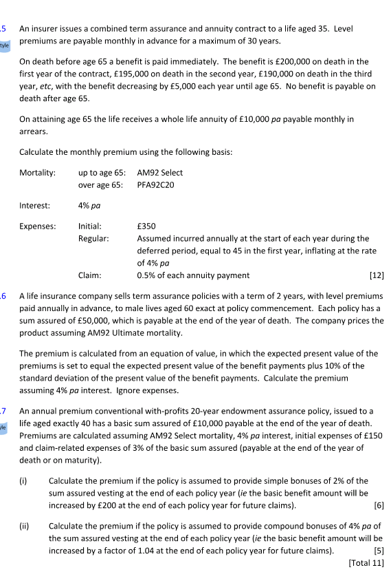 for the gross future loss random variable at issue for a deferred