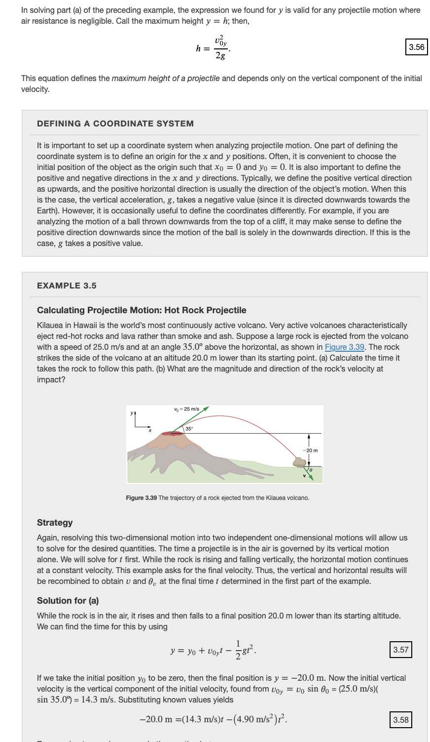 horizontal and vertical components) of the ball just before it hits the
