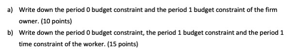  a) Write down the period 0 budget constraint and the period