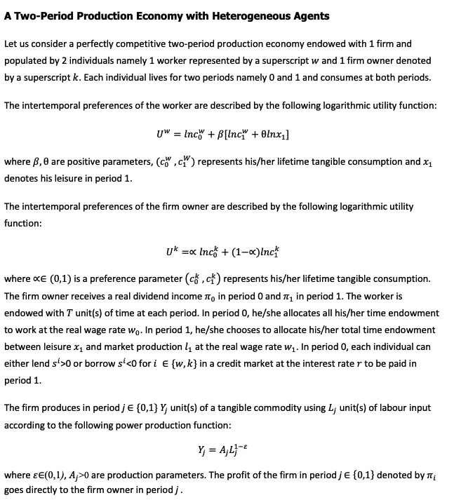 1 budget constraint of the firm owner. (10 points) b) Write down