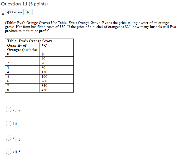 Please explain and answer the questions below Question 11 (5 points) Listen