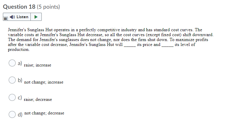 b) o Oc) 1 O d) 3Question 12 (5 points) Listen In