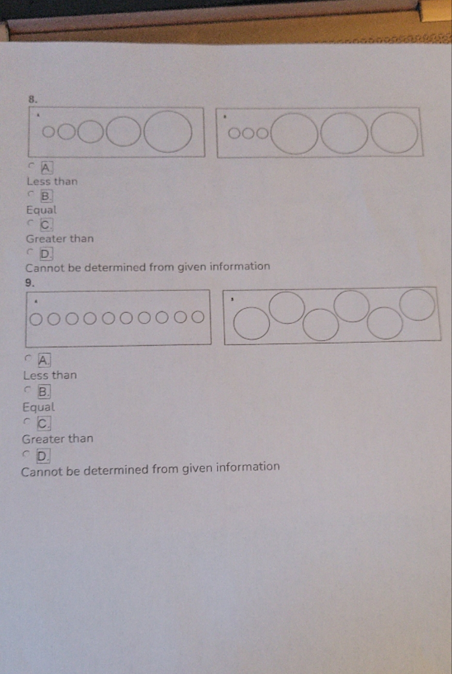 please solve Ooo OOO CA Less than B. Equal cc. Greater than