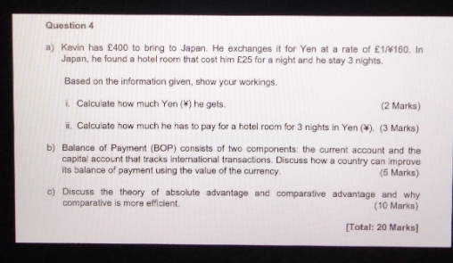 please answer all the question Question 4 a) Kevin has E400 to