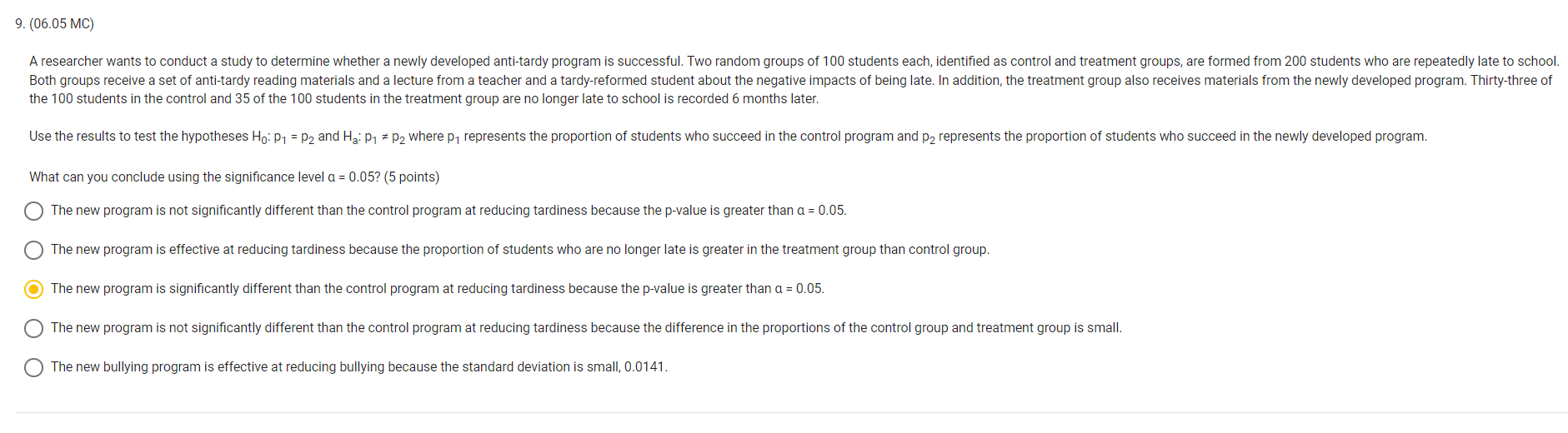 p = 0.6 versus Ha: p > 0.6 and gets a p-value