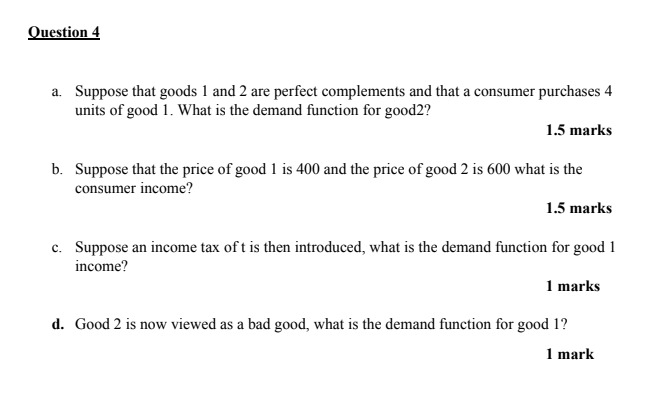  Question 4 a. Suppose that goods 1 and 2 are perfect