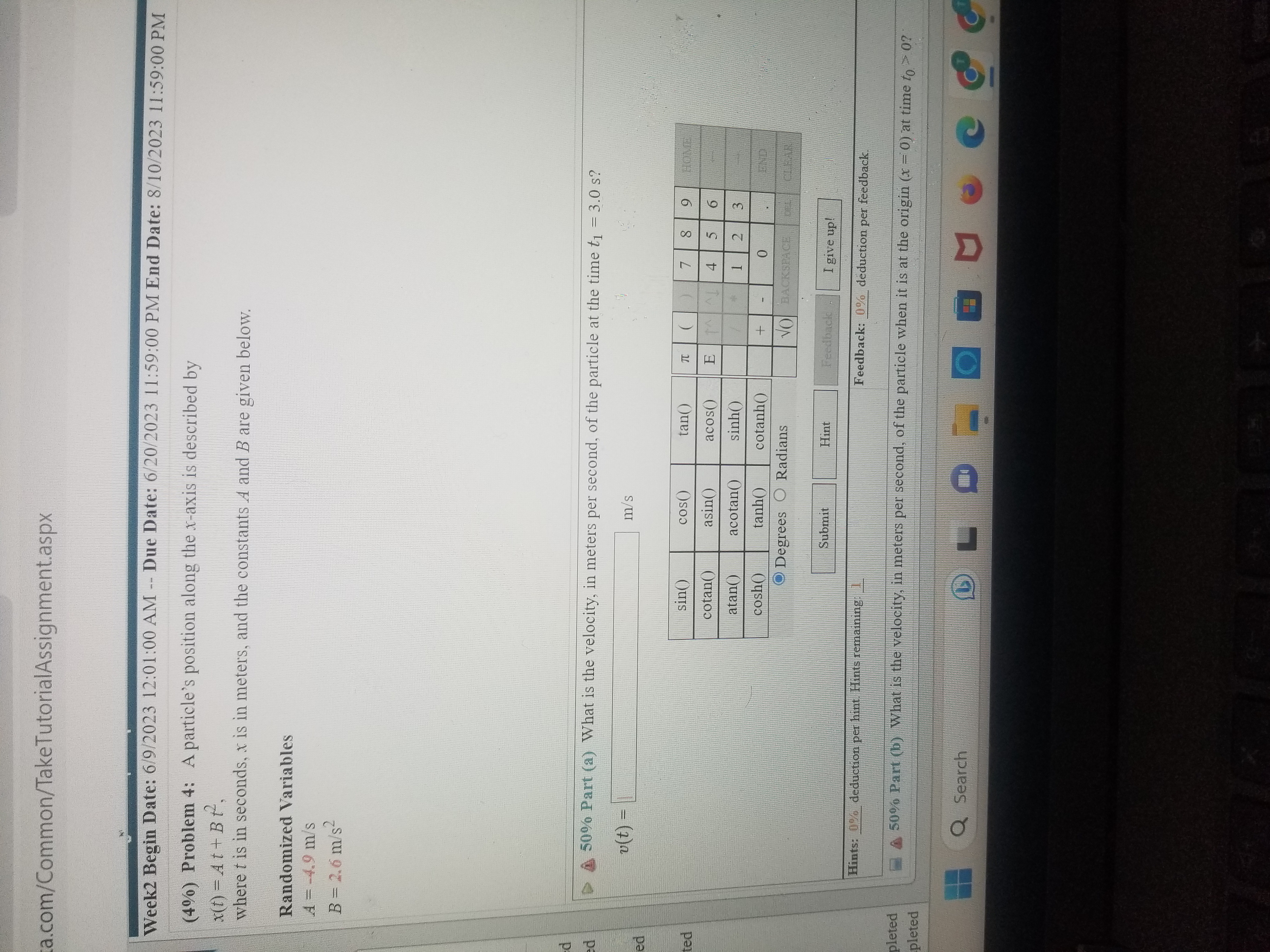  a.com/Common/TakeTutorialAssignment.aspx Week2 Begin Date: 6/9/2023 12:01:00 AM -- Due Date: 6/20/2023