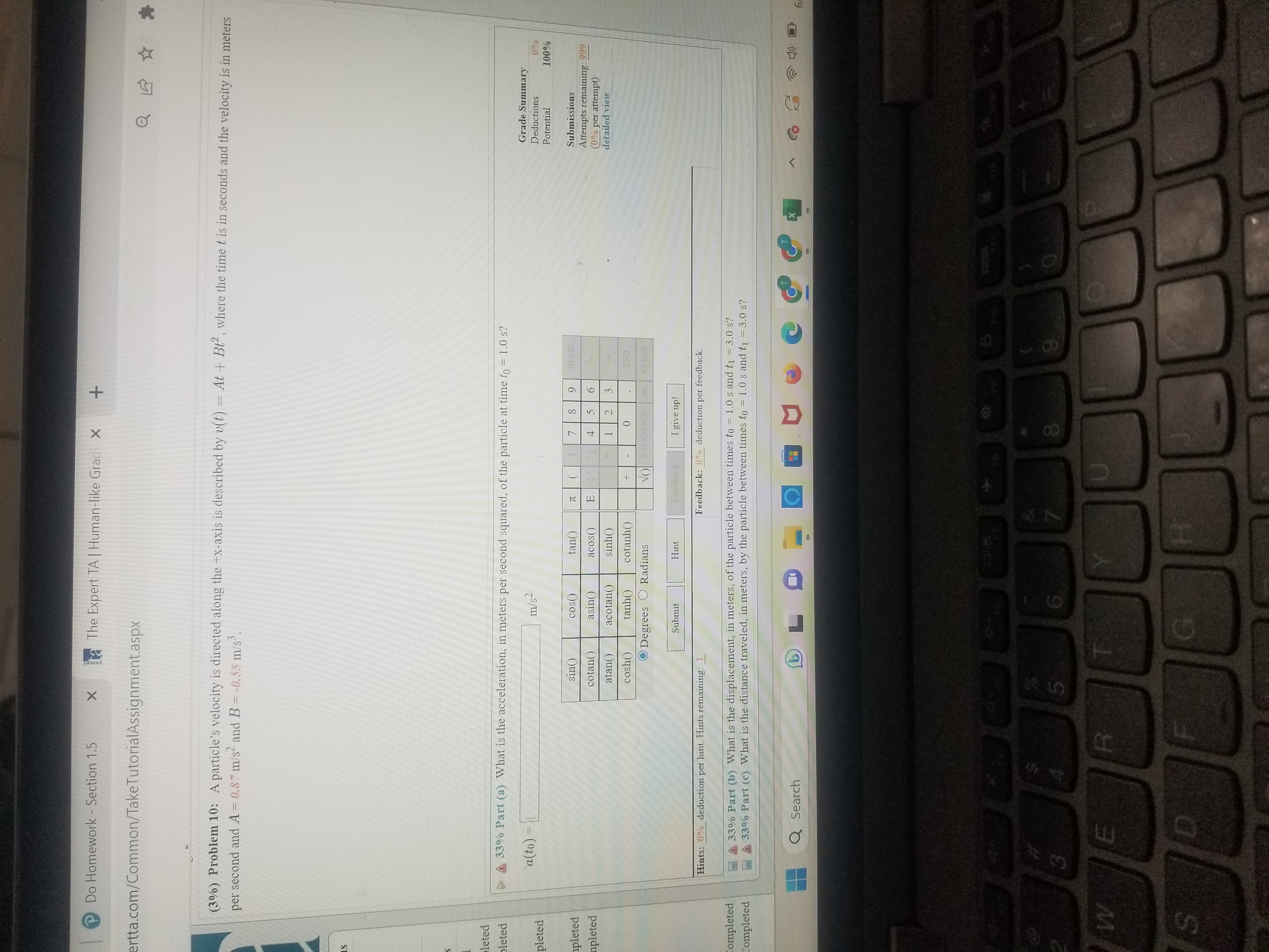 is in seconds, x is in meters, and the constants A and