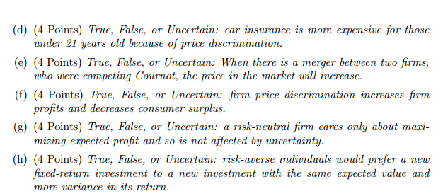 or UNCER- TAIN and explain why. You can take the non-italicized portions