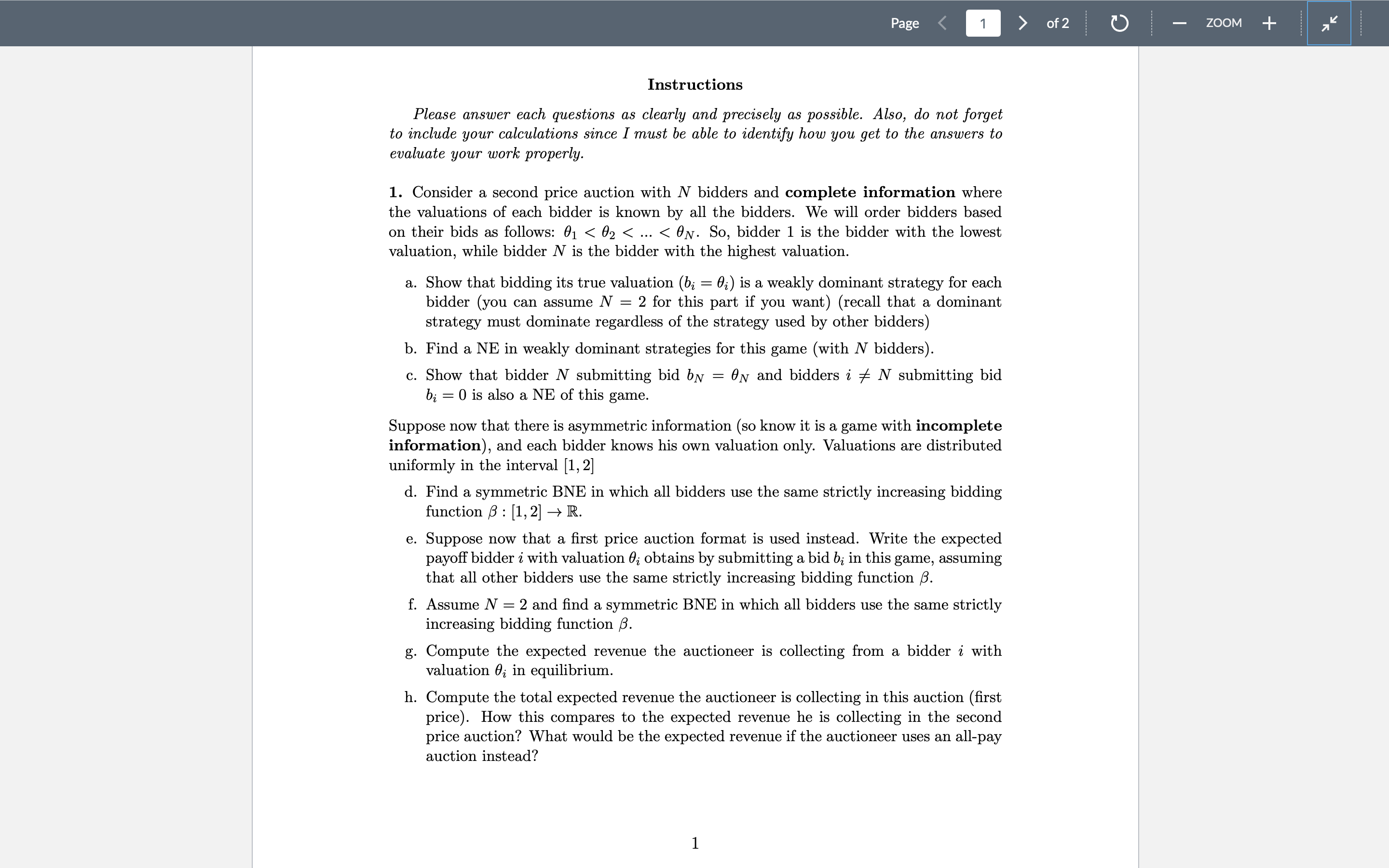 Page a > of2 Instructions Please answer each questions as clearly