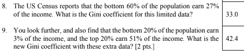 Question Parts:Part A. The US Census reports that the bottom 60% of