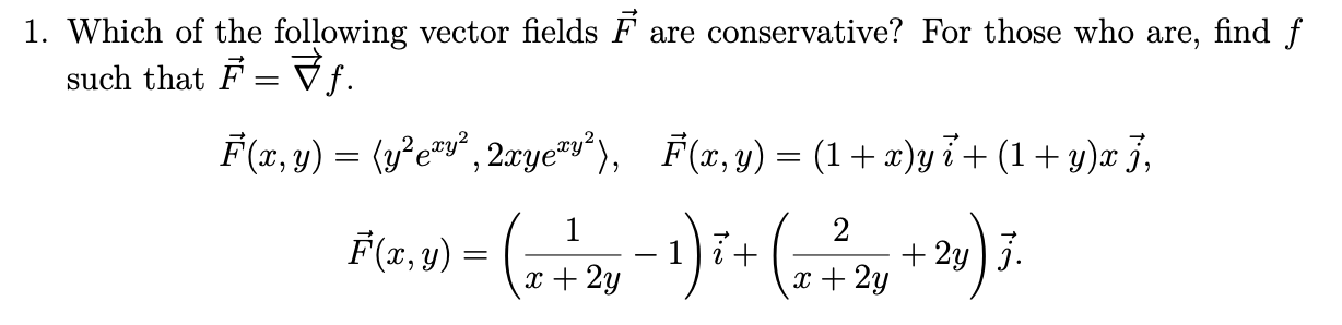 Hello, Please solve this question about line integrals on vector fields: 1.