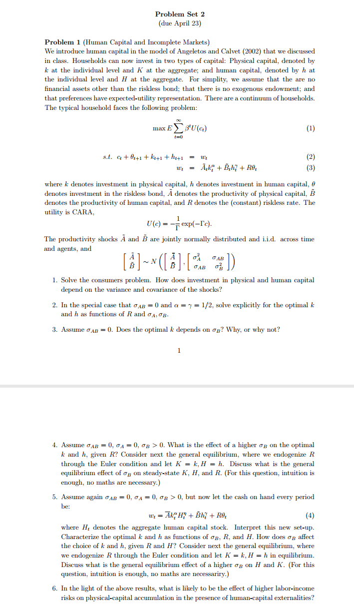 using two technologies, labelled by 1 and 2. The production functions are