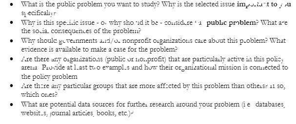  What is the public problem you want to study? Why is