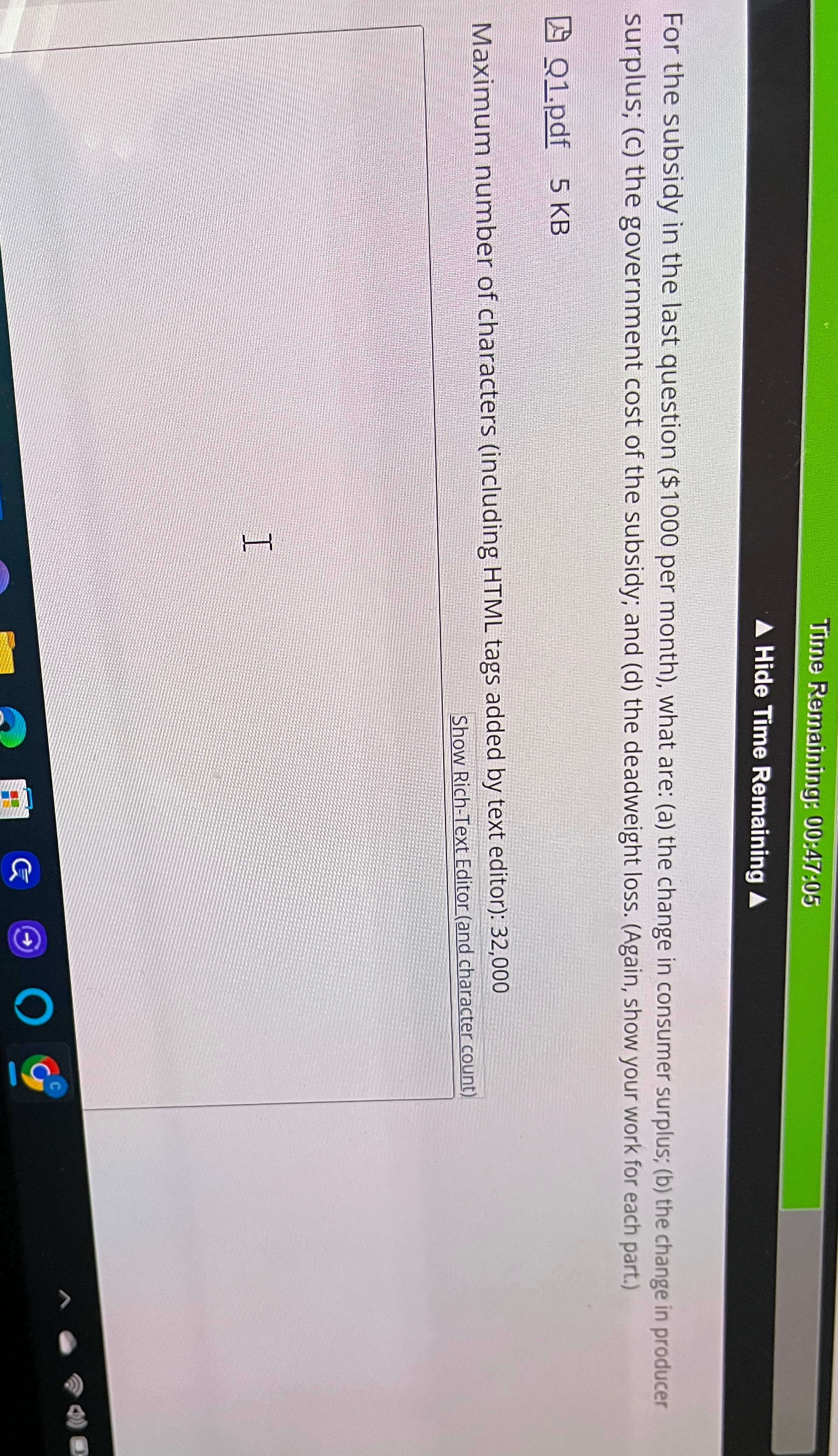 Time Remaining: 00:47:05 A Hide Time Remaining A For the subsidy