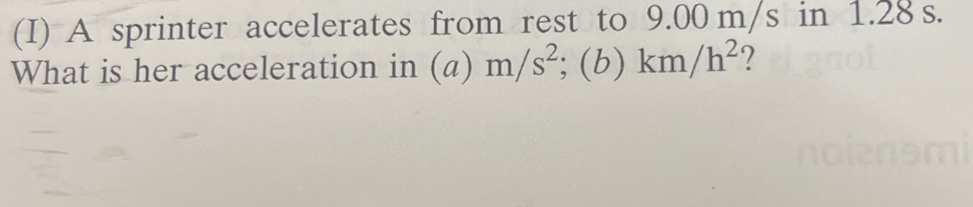 Can i get an example question like this one (I) A sprinter