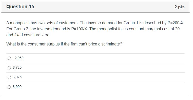 customers. The inverse demand for Group 1 is described bv P=2D-X_ For