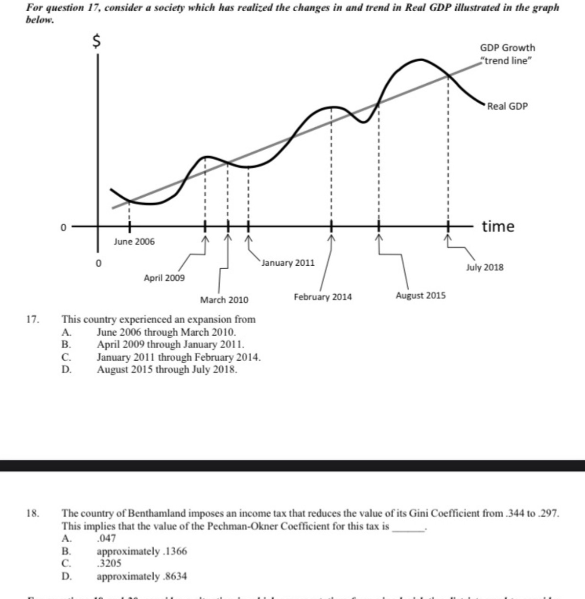  For question 17, consider a society which has realized the changes