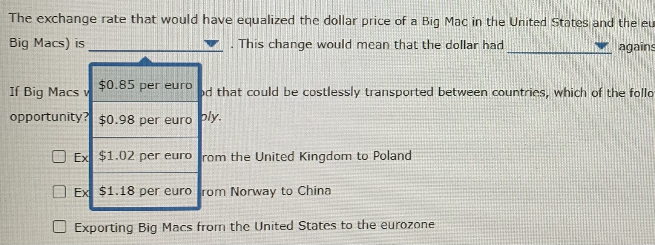 between each country and the United States. At the time of the