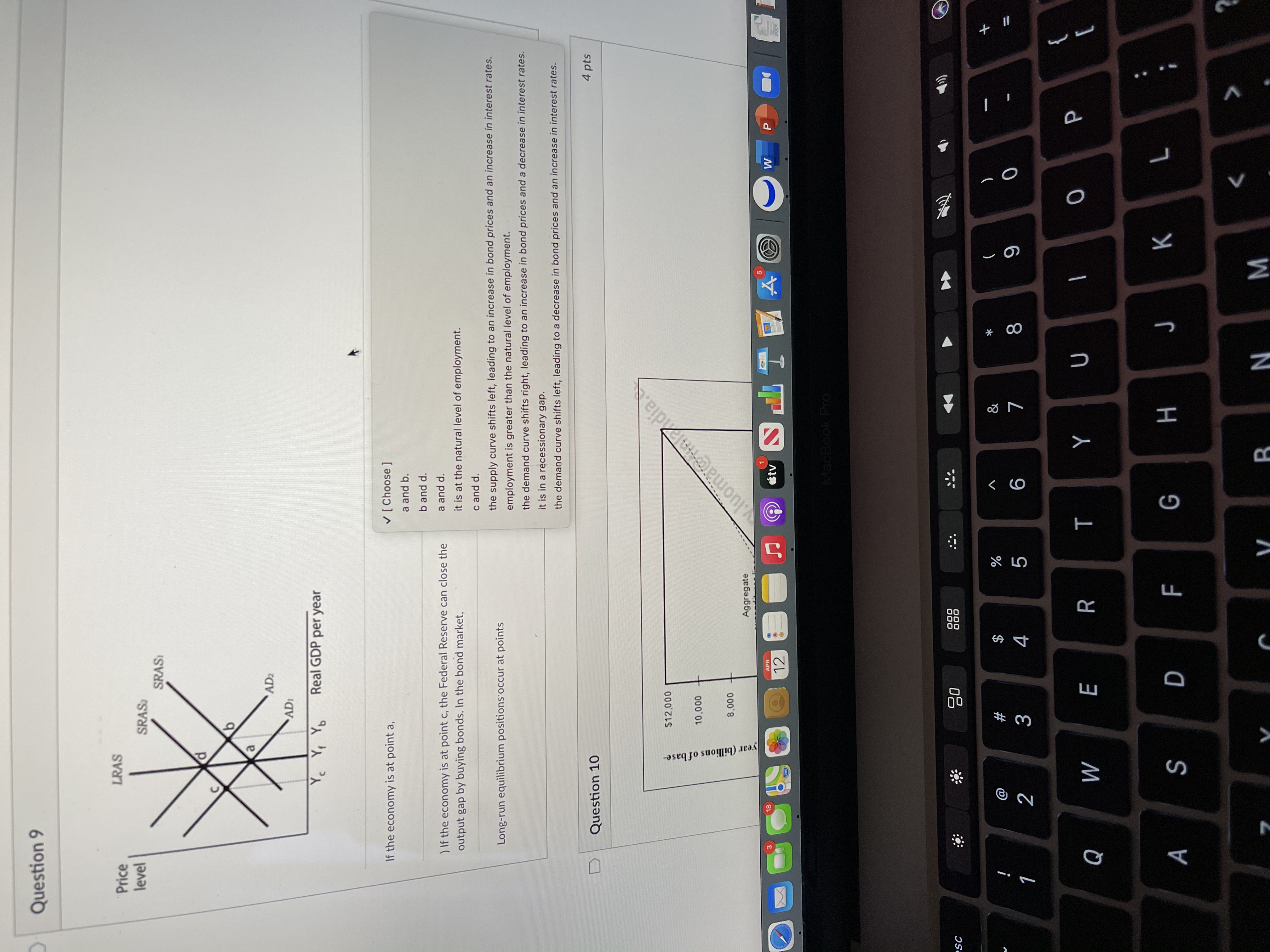 initially at output level Y1 and there is [ Choose ] the