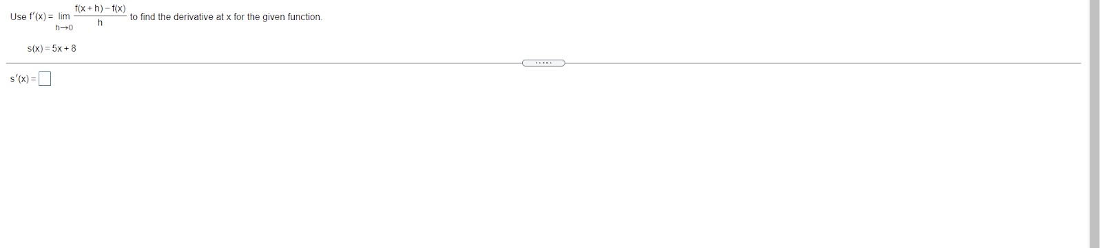  Use f'(x) = lim f(x + h) - f(x) to find