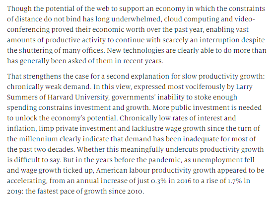 here!" The article discusses the prospects of long-term economic growth after the