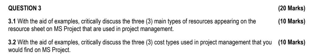  QUESTION 3 (20 Marks) 3.1 With the aid of examples, critically