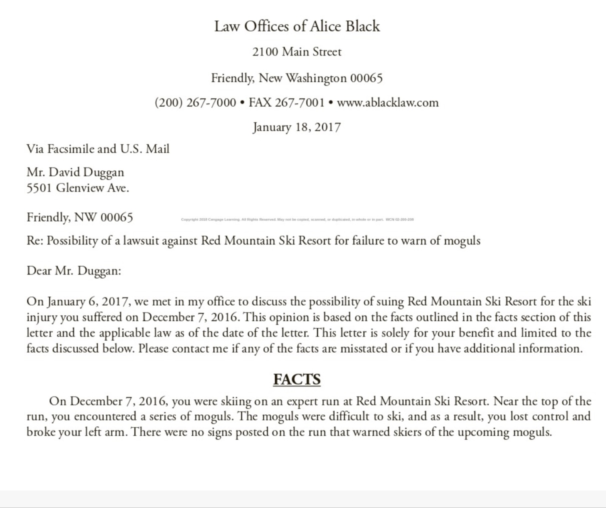 How would you construct this opinion letter under the format with the