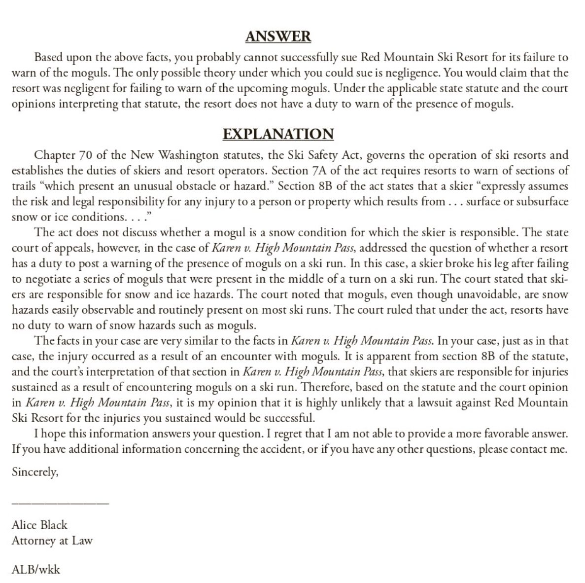 attached document below? The assignment is drafting an opinion letter to Mr.