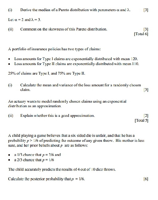 Please solve the question below with precision (i) Derive the median of