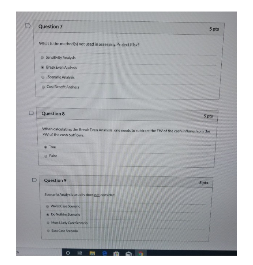Question 7 5 pts What is the method(s) not used in