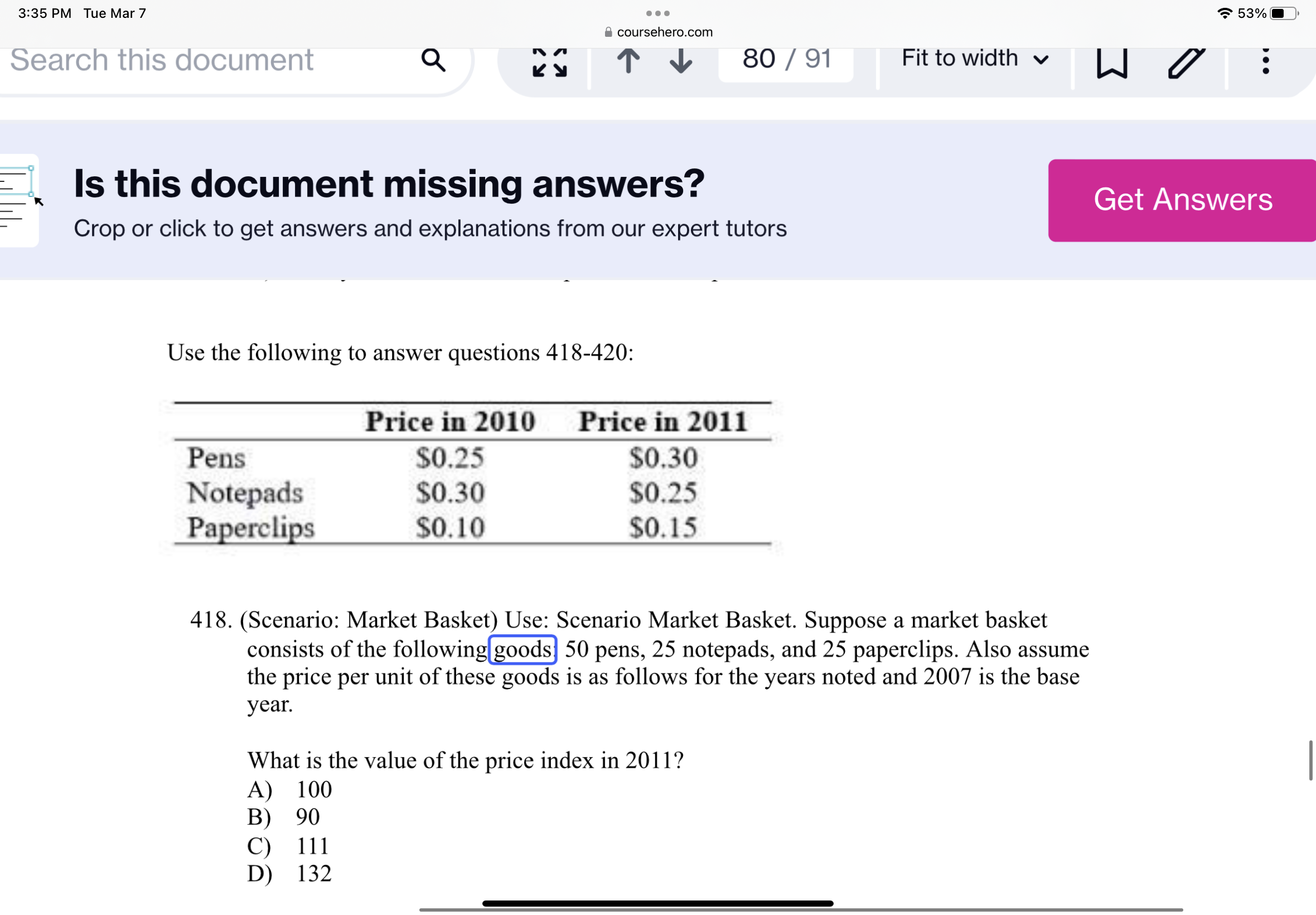  3135 PM Tue Mar 7 courseherocom Searchthis document Q 3; 1'