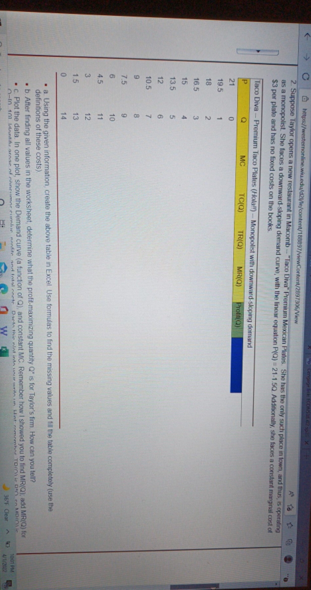 a) find the missing values using the information with excel (b) determine