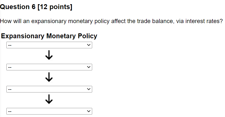  Question 6 [12 points] How will an expansionary monetary policy affect