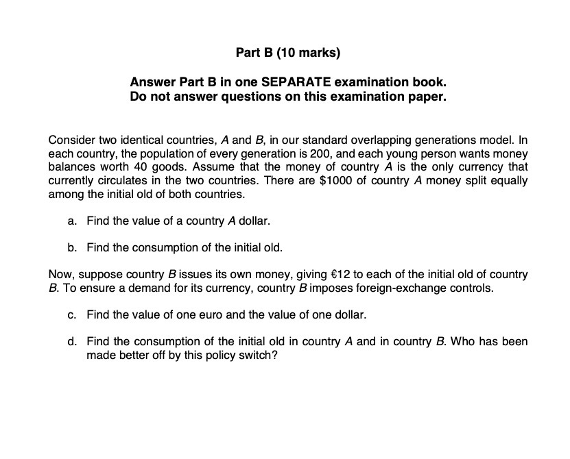  Part B (10 marks) Answer Part B in one SEPARATE examination