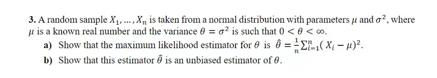  3. A random sample X1, , X.\" is taken from a