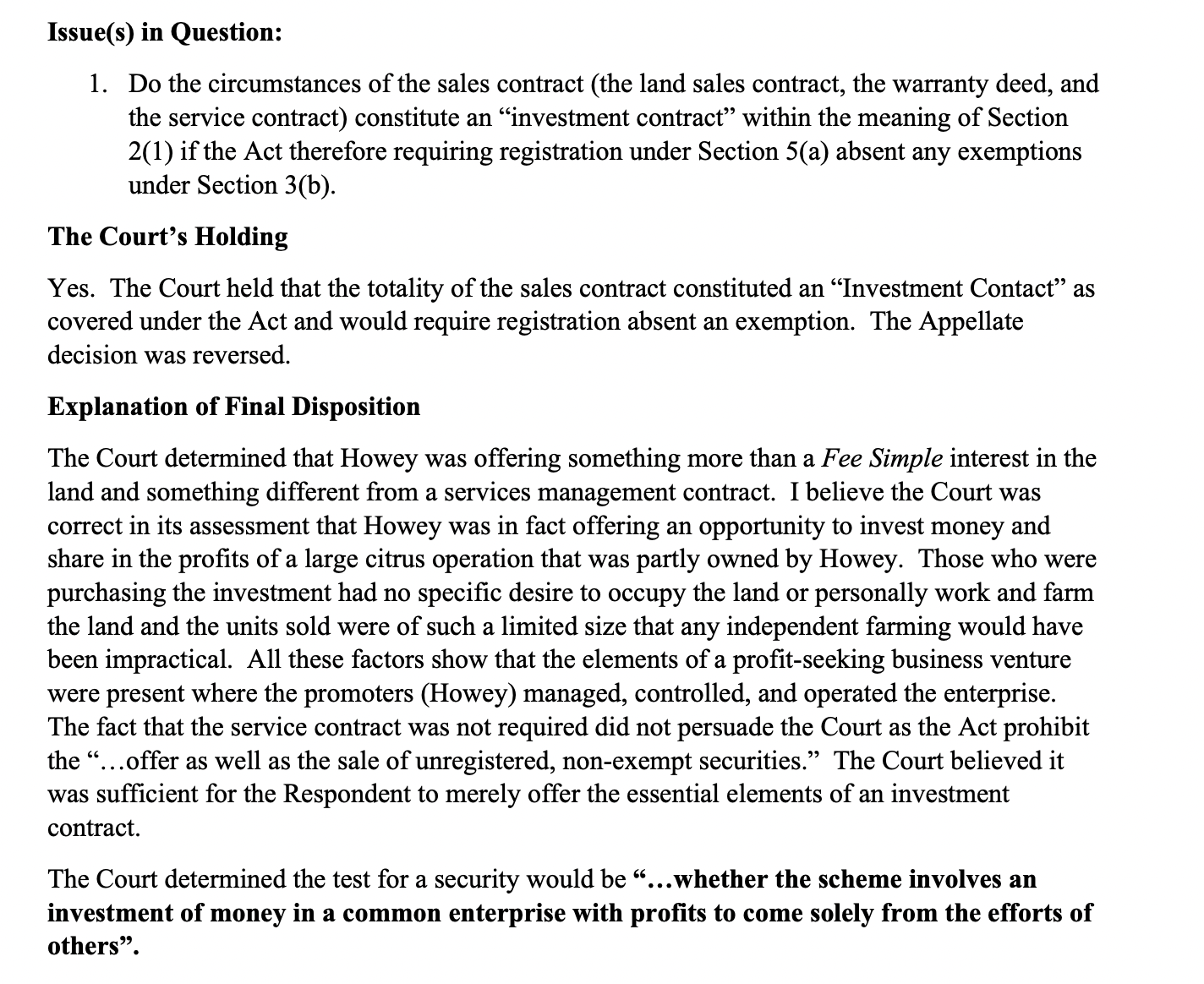 opinion at the end.1) Case Facts2) Procedural History3) Issue(s) in Question4) The
