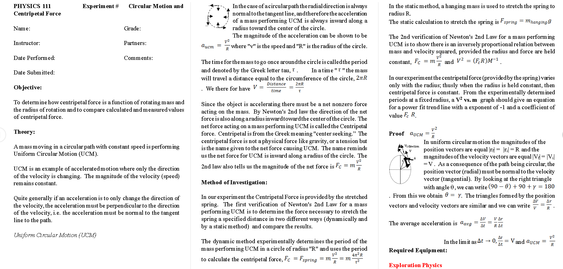 in the software. Discuss any differences. experiment theory guide exploration of physics