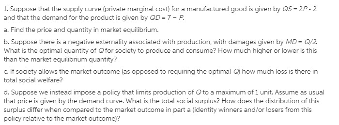 600 - Q, and supply is given by the equation P =