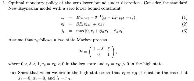 1. Optimal monetary policy at the zero lower bound under discretion.