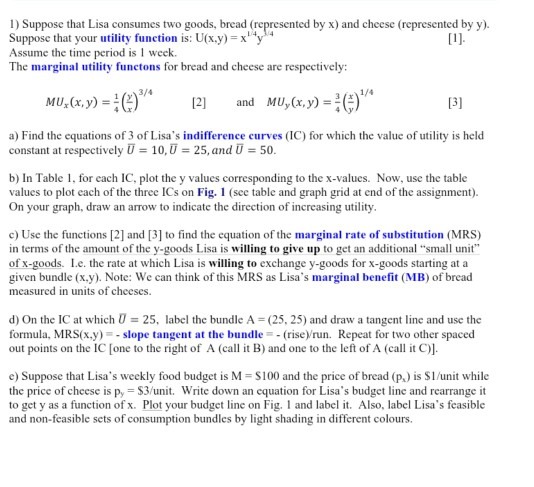 Solve the problems as attached below. 1) Suppose that Lisa consumes two