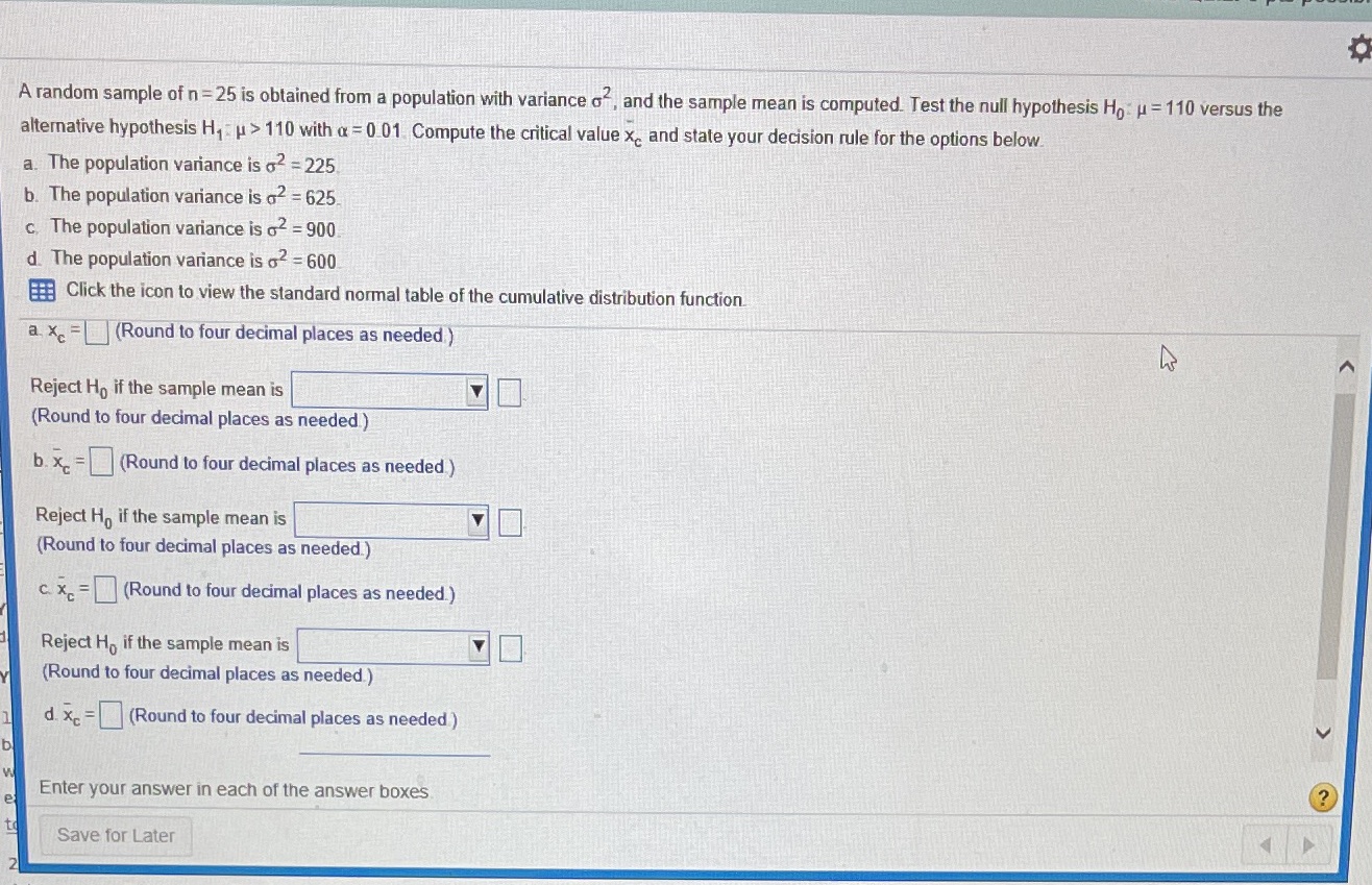  A random sample of n = 25 is obtained from a