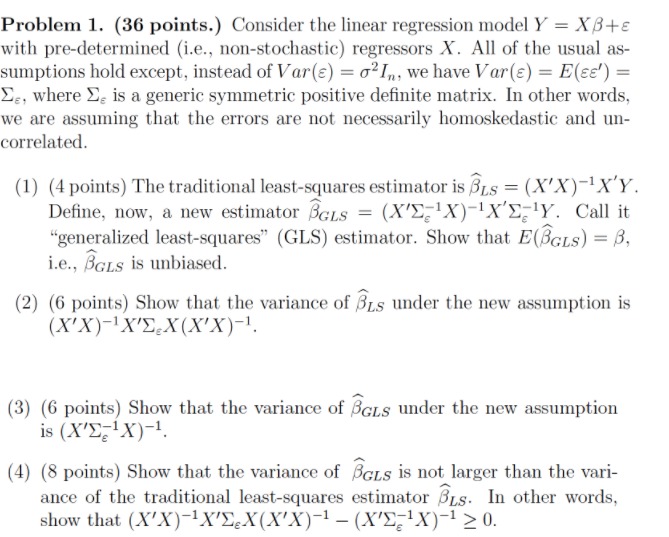  help solve these complex problems plz Problem 1. (36 points.) Consider